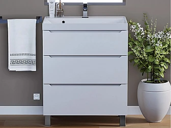 Тумба с раковиной Uperwood Tanos 3 ящика напольная 70 см белая - фото