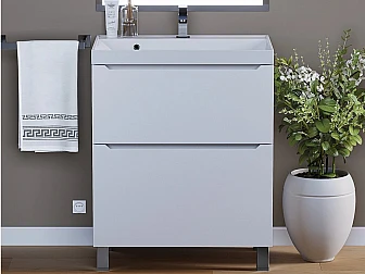Тумба с раковиной Uperwood Tanos 2 ящика напольная 70 см белая - фото