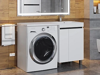 Тумба с раковиной Uperwood Magenta 60-120 см напольная белая/графит с дверцами правая - фото