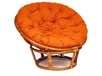 Кресло Papasan 23/01 W с подушкой Cognac, ткань Оранжевый - фото