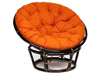 Кресло Papasan 23/01 W с подушкой Antique brown, ткань Оранжевый - фото