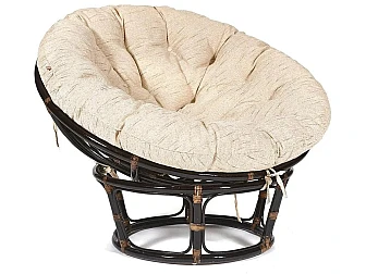 Кресло Papasan 23/01 W с подушкой Antique brown, ткань Старт - фото