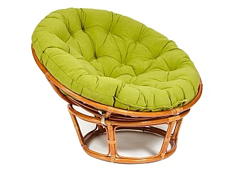 Кресло Papasan 23/01 W с подушкой Cognac, флок Олива - фото