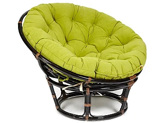 Кресло Papasan 23/01 W с подушкой Antique brown, флок Олива - фото