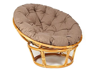 Кресло Papasan 23/01 W с подушкой Honey, экошерсть Коричневый - фото