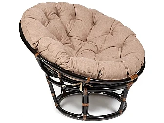 Кресло Papasan 23/01 W с подушкой Antique brown, экошерсть Коричневый - фото