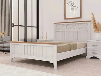 Кровать Грация-5 1600 Белый античный с карнизом Сосна - фото