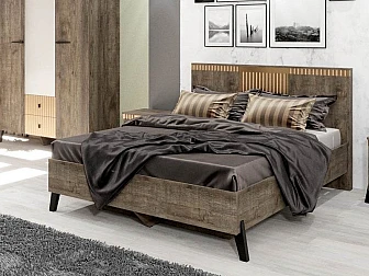 Кровать с ножками 1600 Ольга 3 дуб коми - фото