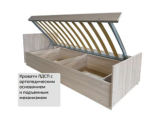 Кровать ЛДСП с ПМ и прямой спинкой 900*2000 мм - фото