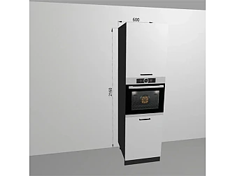 Пенал под технику 60x216 см под духовой шкаф гл. 57 см для кухни Белый Глянец МДФ - фото