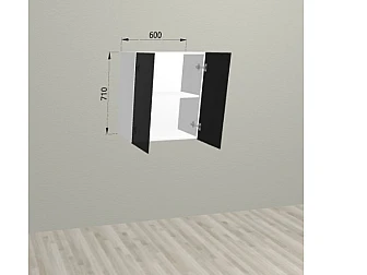 Верхний шкаф 60x71 см со стеклянным фасадом с 2 фасадами для кухни Белый Глянец МДФ - фото