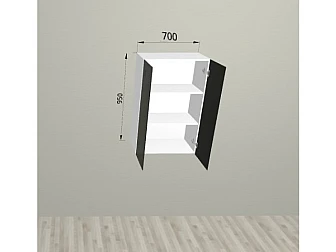 Верхний шкаф 70x95 см со стеклянным фасадом с 2 фасадами для кухни Старое Дерево МДФ - фото