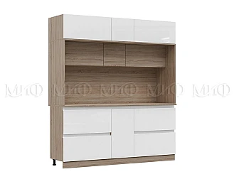 Центральная секция 205x226,8 см для кухни Карина Белый глянцевый, Бетон темный - фото
