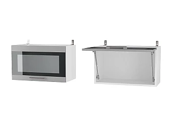 Верхний горизонтальный шкаф 60x36 см ПГВ60 для кухни Аляска белый лёд/серый лёд - фото