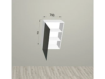 Верхний шкаф 70x95 см со стеклянным фасадом для кухни Изумруд - фото