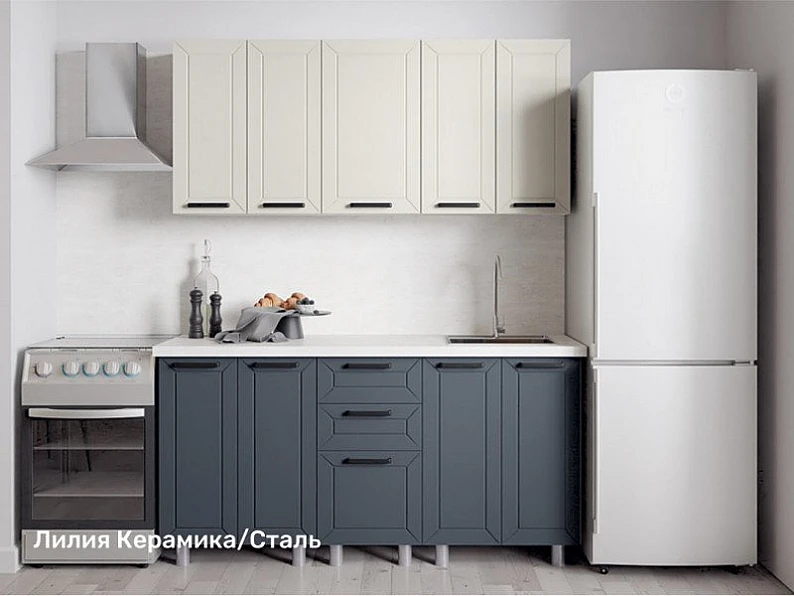 Кухонный гарнитур Лилия 1600 мм Керамика/Сталь — фото