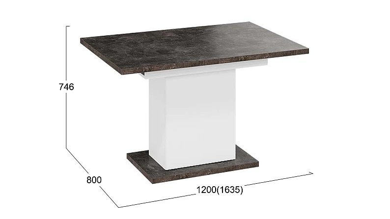 Стол раздвижной «Детройт» Тип 4 - 009.005.000 Белый, Ателье темный — фото 2