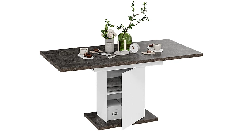 Стол раздвижной «Детройт» Тип 4 - 009.005.000 Белый, Ателье темный — фото 5