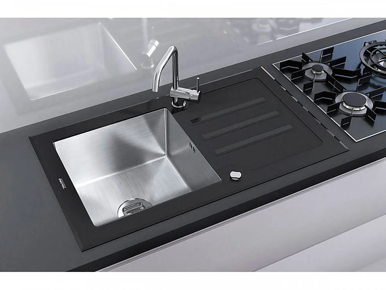 Кухонная мойка Tolero Glass TG-860 черное стекло — фото 2