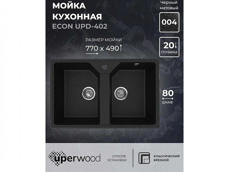 Кухонная мойка Uperwood ECON UPD-402-004 черная матовая — фото 5