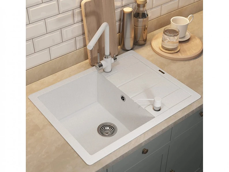 Кухонная мойка Uperwood Quartz UPD-03-01 белая матовая — фото 4