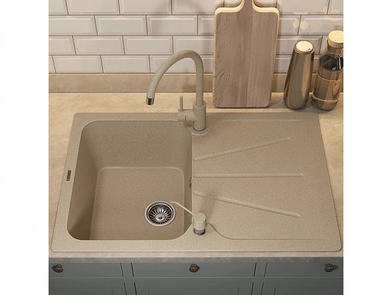 Кухонная мойка Uperwood Quartz UPD-04-02 бежевая матовая — фото 4