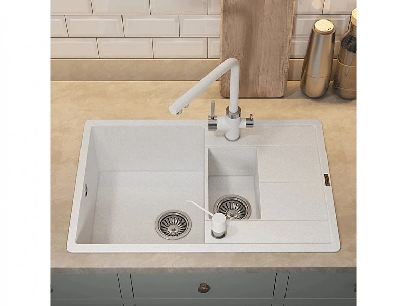 Кухонная мойка Uperwood Quartz UPD-05-01 белая матовая — фото 4