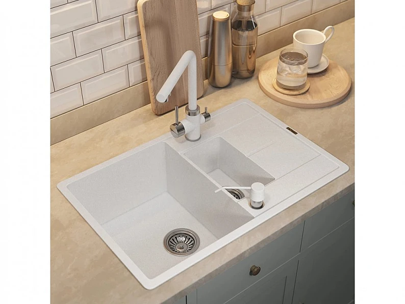 Кухонная мойка Uperwood Quartz UPD-05-01 белая матовая — фото 3
