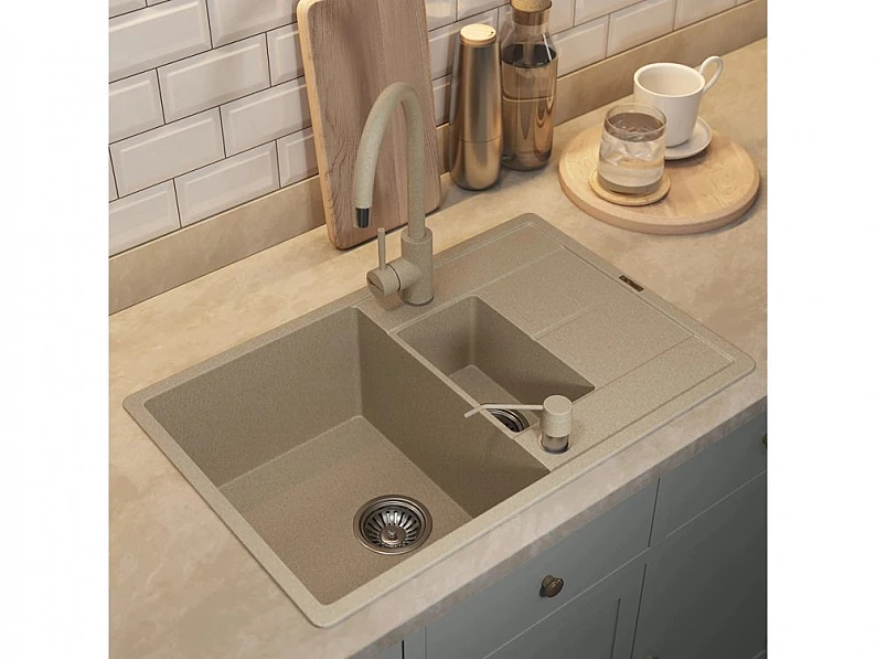 Кухонная мойка Uperwood Quartz UPD-05-02 бежевая матовая — фото 3