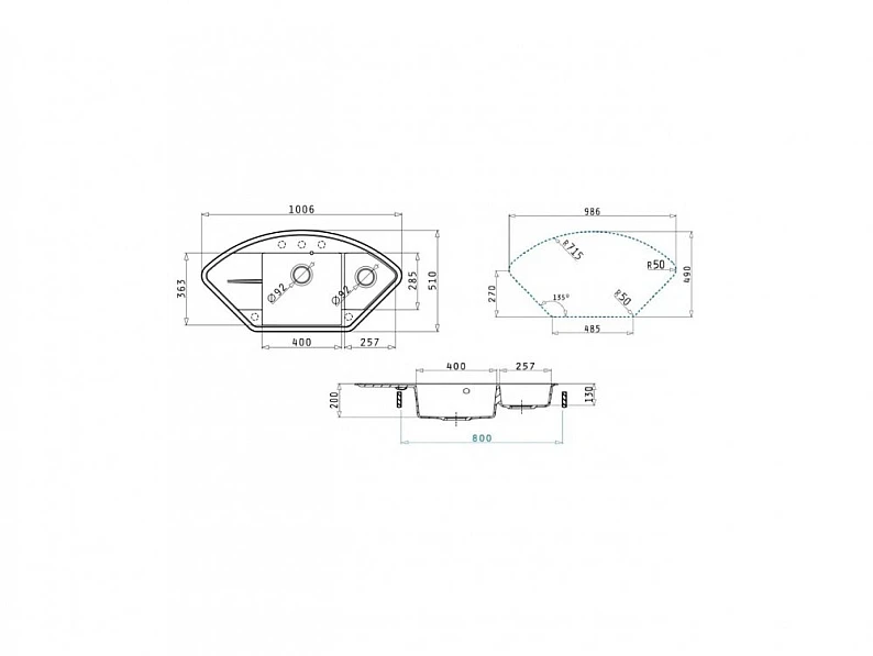 Кухонная мойка Uperwood Quartz UPD-06-02 бежевая матовая — фото 2