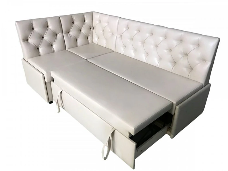 Угловой диван Призма каретная стяжка белый — фото 3