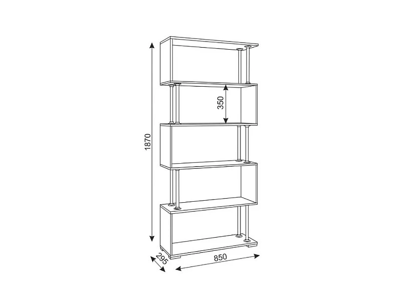 Стеллаж Зигзаг 1 Ясень шимо светлый — фото 2