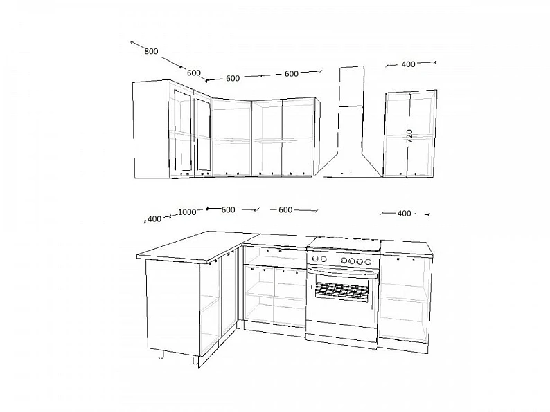 Кухонный гарнитур угловой арт 12 Роял Вуд Голубой Вегас 1400х1600 мм — фото 3