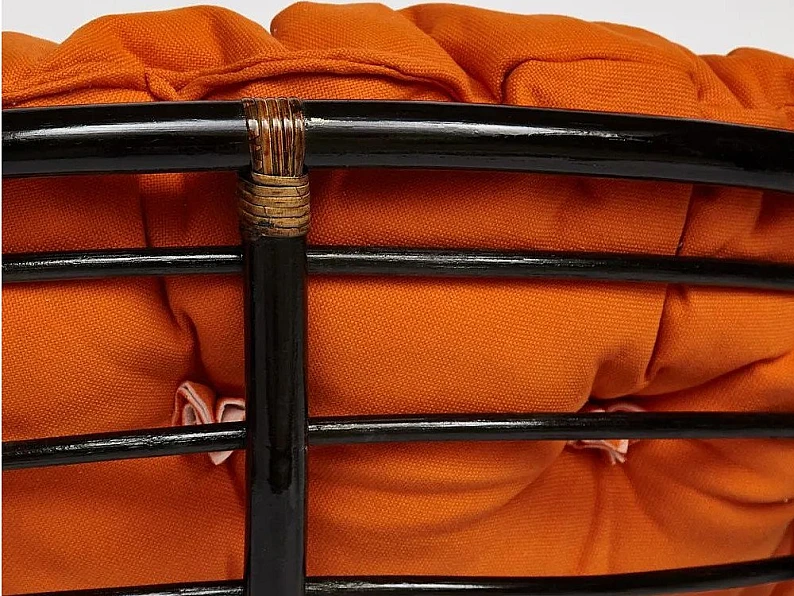 Кресло-качалка Papasan w 23/01 B с подушкой Antique brown, ткань Оранжевый — фото 4