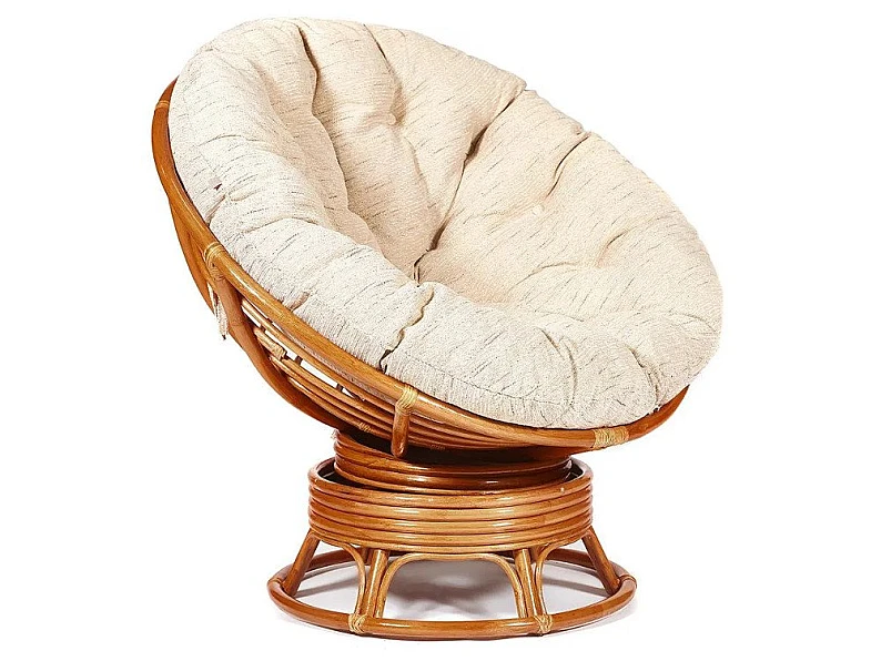Кресло-качалка Papasan w 23/01 B с подушкой Cognac, ткань Старт — фото