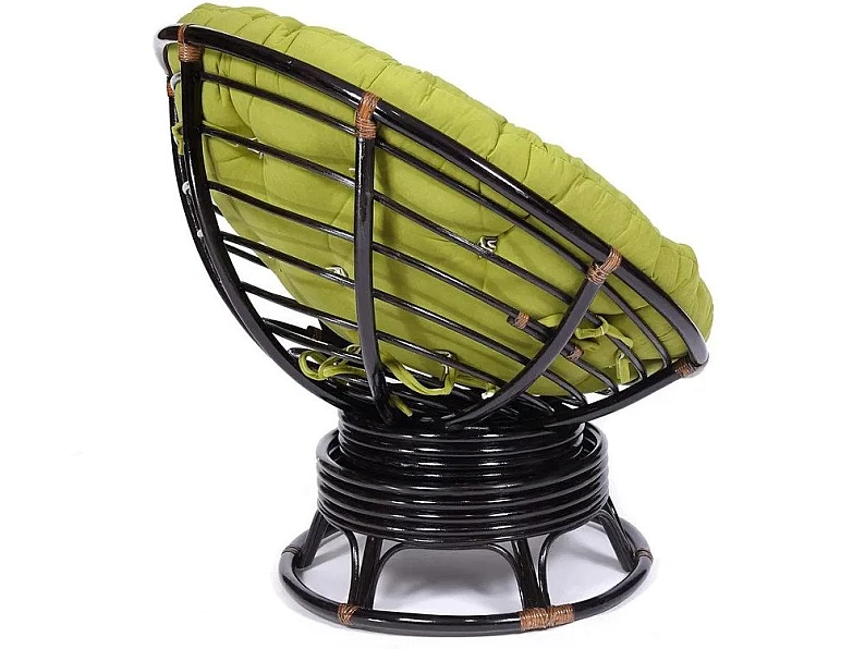 Кресло-качалка Papasan w 23/01 B с подушкой Antique brown, флок Олива — фото 3