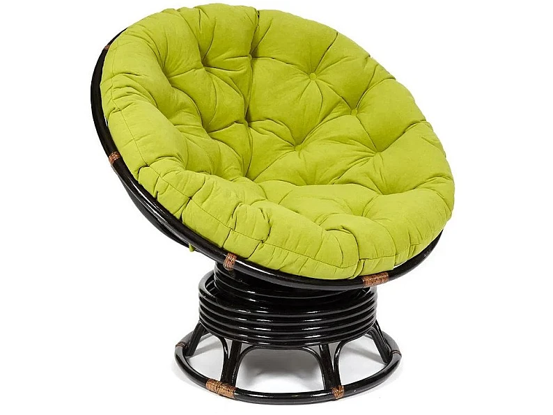 Кресло-качалка Papasan w 23/01 B с подушкой Antique brown, флок Олива — фото