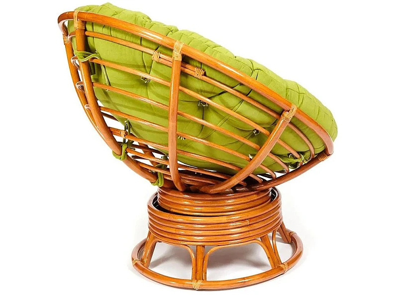 Кресло-качалка Papasan w 23/01 B с подушкой Cognac, флок Олива — фото 2