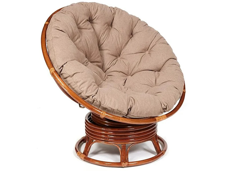 Кресло-качалка Papasan w 23/01 B с подушкой Pecan, экошерсть Коричневый — фото