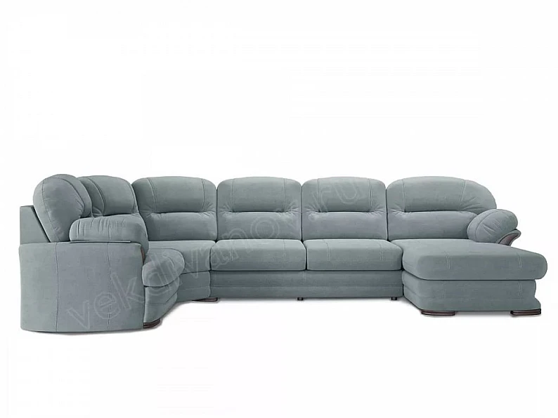 Диван угловой большой П-образный Квин 6 без механизма Newtone aqua blue — фото 4