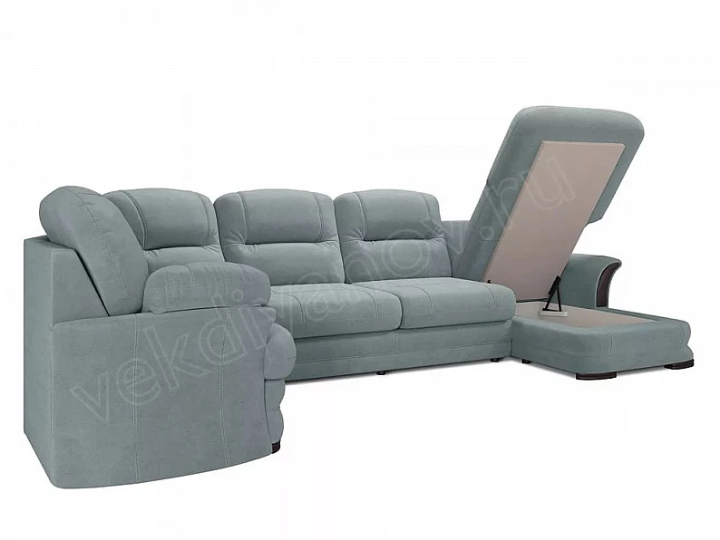 Диван угловой большой П-образный Квин 6 без механизма Newtone aqua blue — фото 3