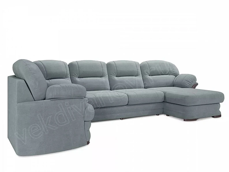 Диван угловой большой П-образный Квин 6 без механизма Newtone aqua blue — фото 2