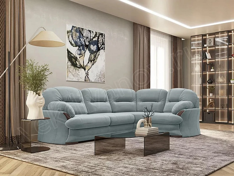 Угловой диван Квин 6 Newtone aqua blue без механизма правый — фото