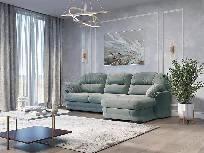 Угловой диван малый Квин 6 без механизма Newtone aqua blue — фото