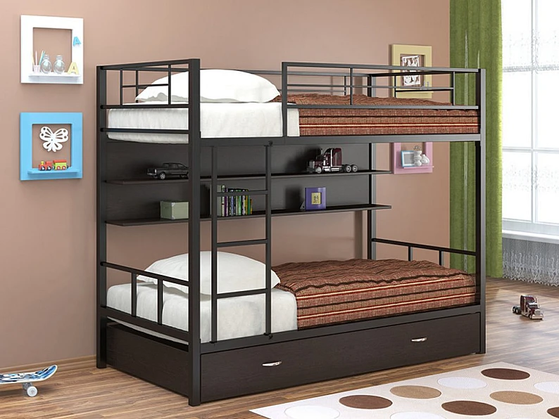 Двухъярусная кровать Севилья 2 ПЯ Черная — фото 2