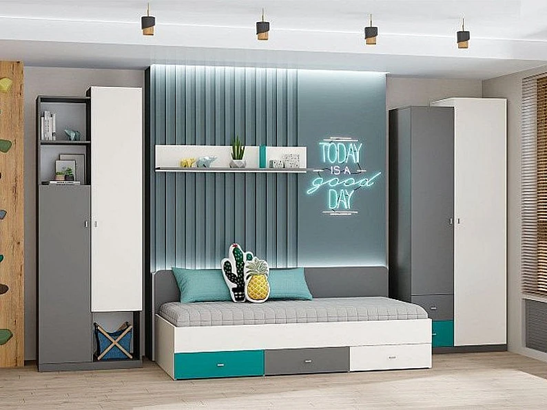 Кровать Клео арт. 010 графит, миндаль, океан — фото 2