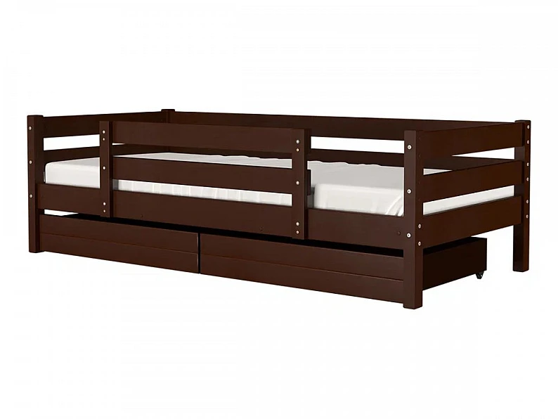 Кровать Глория с бортиком и ящиками Орех — фото
