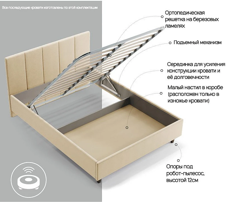 Кровать с подъемным механизмом Тедди 1600х2000 мм — фото 2