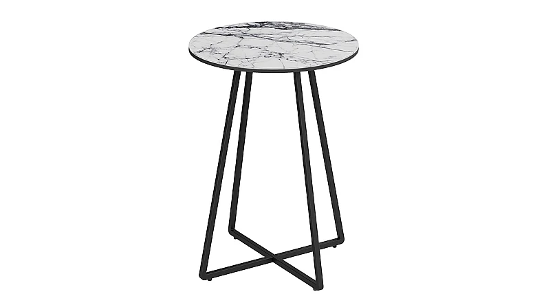 Стол журнальный ДП 1-04-15 - ДП 1-04-15 Черный, Стекло Мрамор белый — фото 4