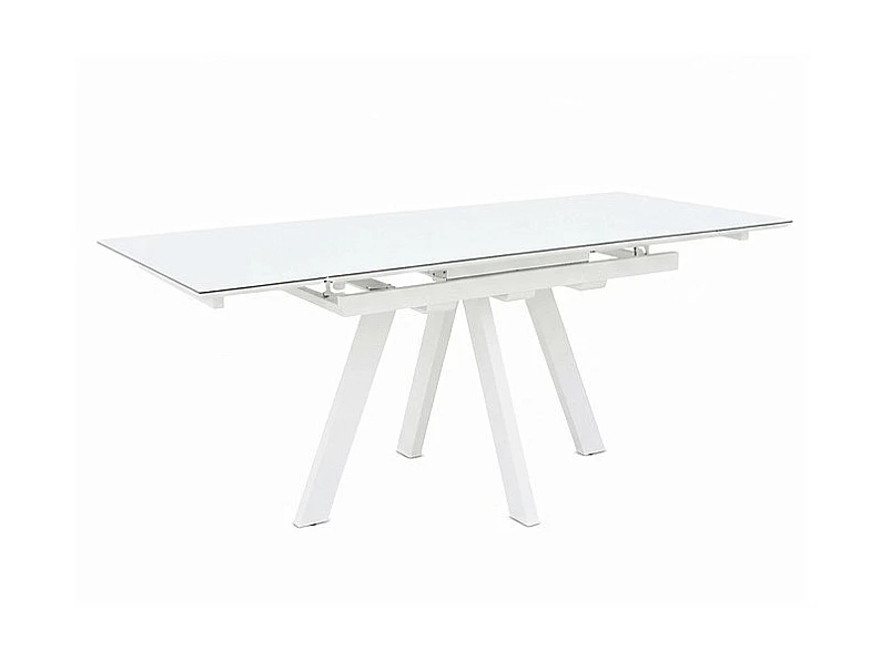 Стол раздвижной Ницца белый матовый шагрень/белый муар — фото 2